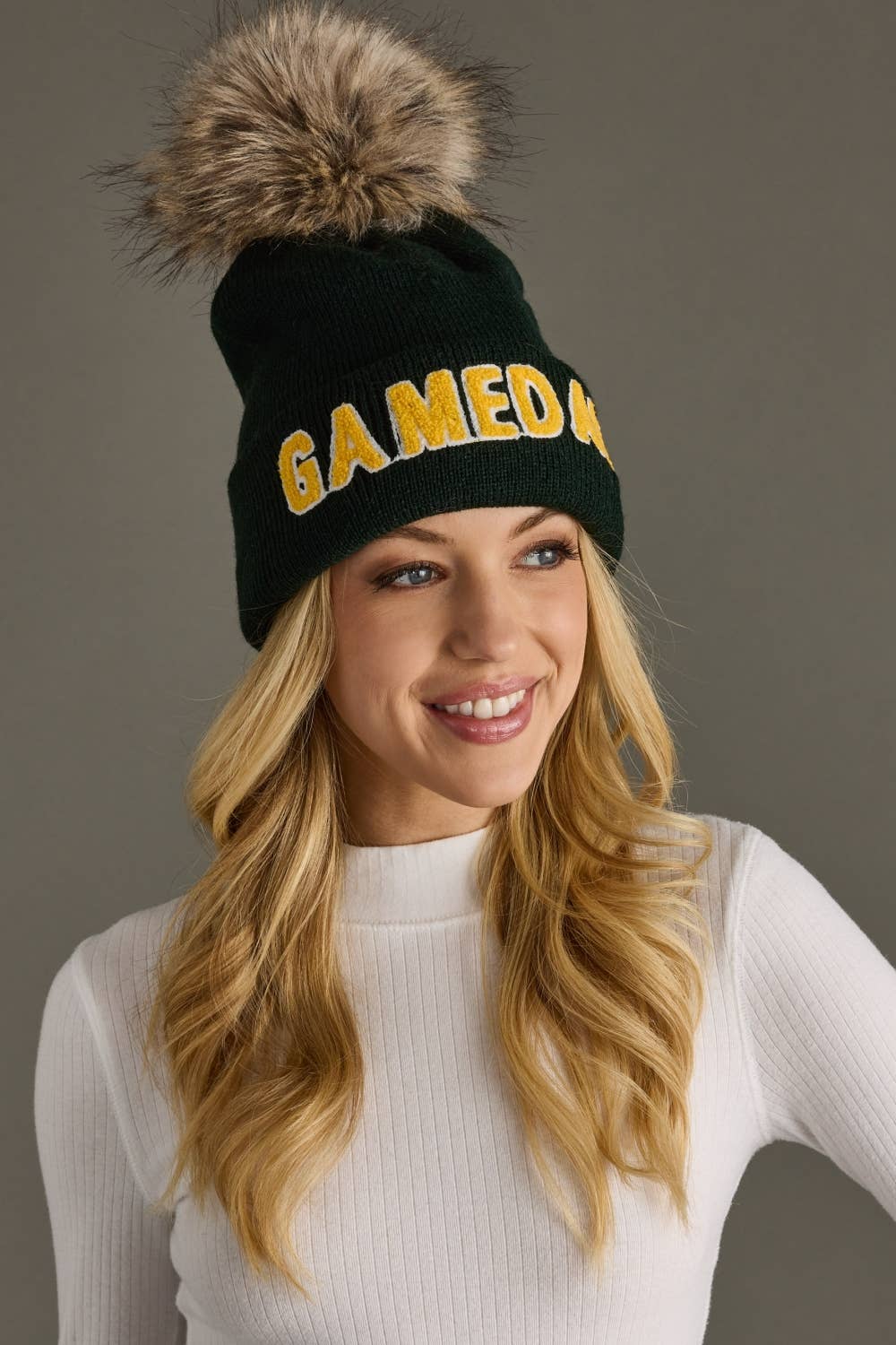 Green & Gold Game Day Pom Hat