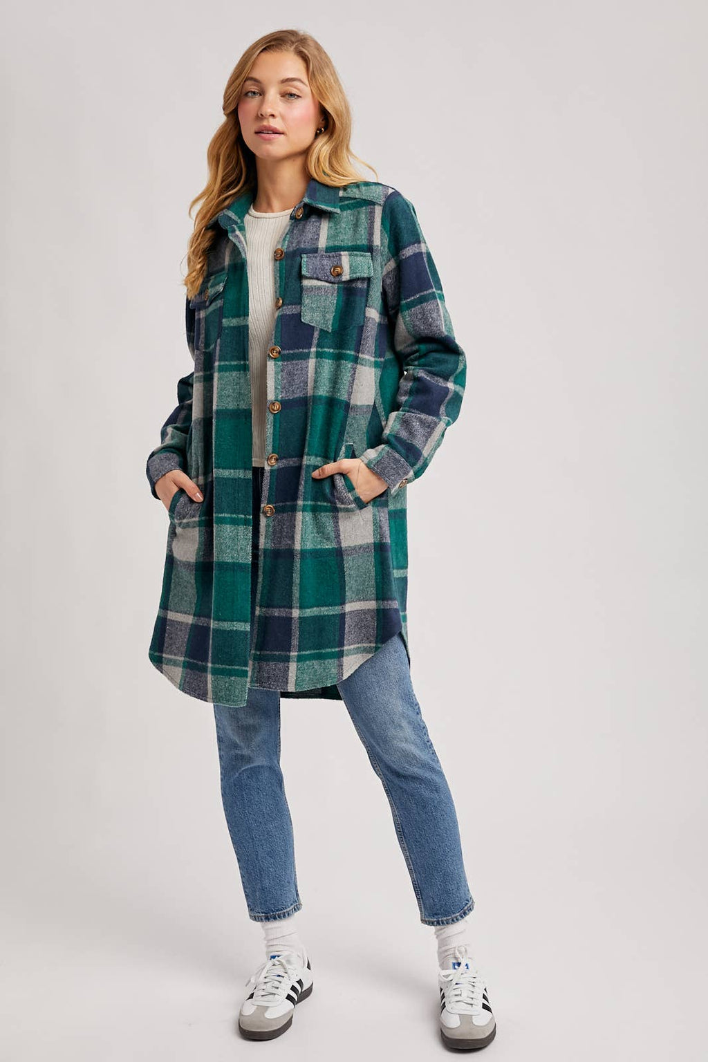 FLANNEL PLAID LONGLINE SHACKET