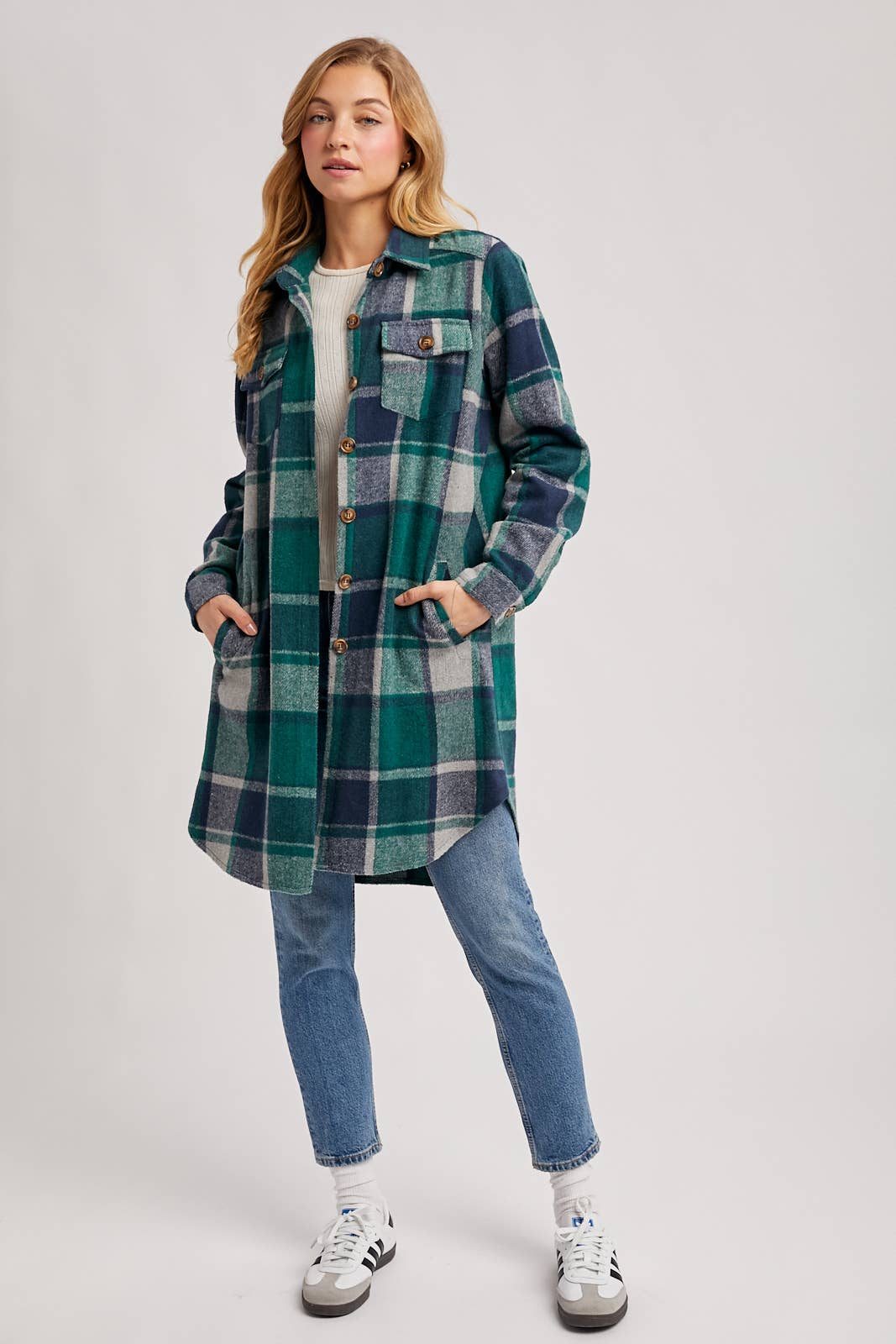 FLANNEL PLAID LONGLINE SHACKET