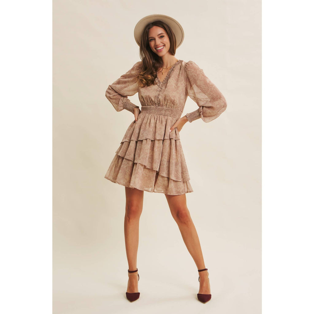 ROMANTIC IN EVERY WAY FLORAL TIERED RUFFLE MINI DRESS