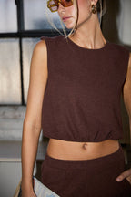 Round Neck Sleeveless Bubble Hem Top - Relaxed Tank