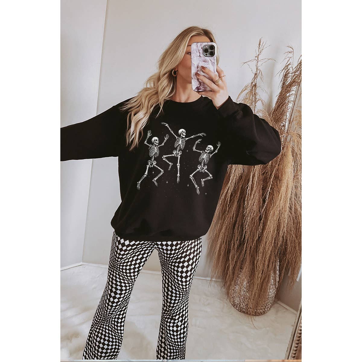 DANCING SKULL HALLOWEEN VINTAGE GRAPHIC SWEATSHIRTS