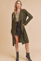 Rosalie Olive Open-Front Coat