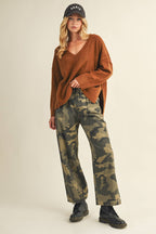 CAMO FRONT TIE PANTS