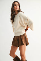 Button Sleeve Knit Pullover