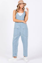 Washed Denim Overall Jumpsuit