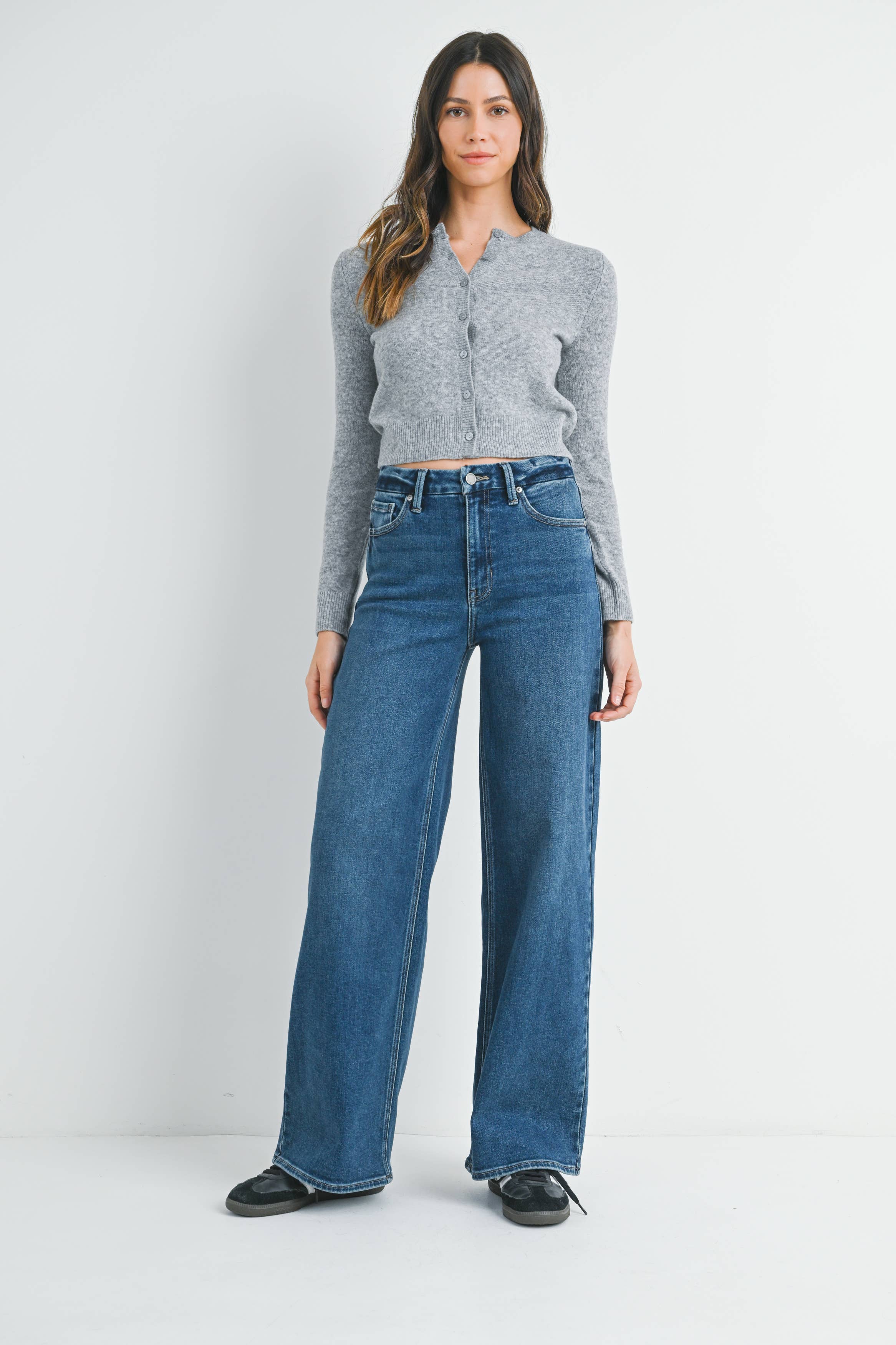 High Rise Palazzo Wide Leg Jeans