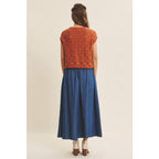 TIMELESS TEXTURED COTTON CABLE KNITTED SWEATER TOP