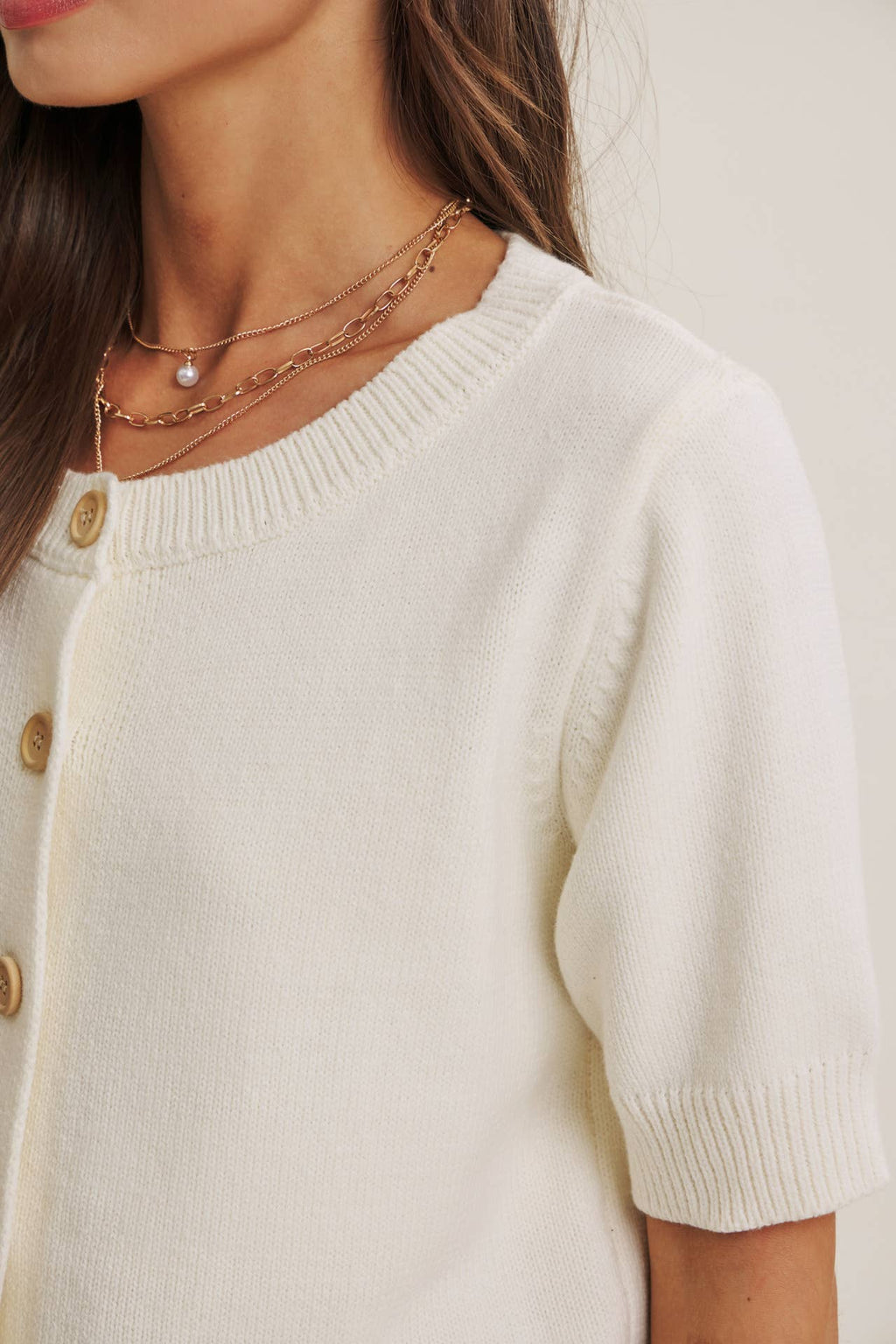 Weekend Coffee Cotton Cardigan – Ivory