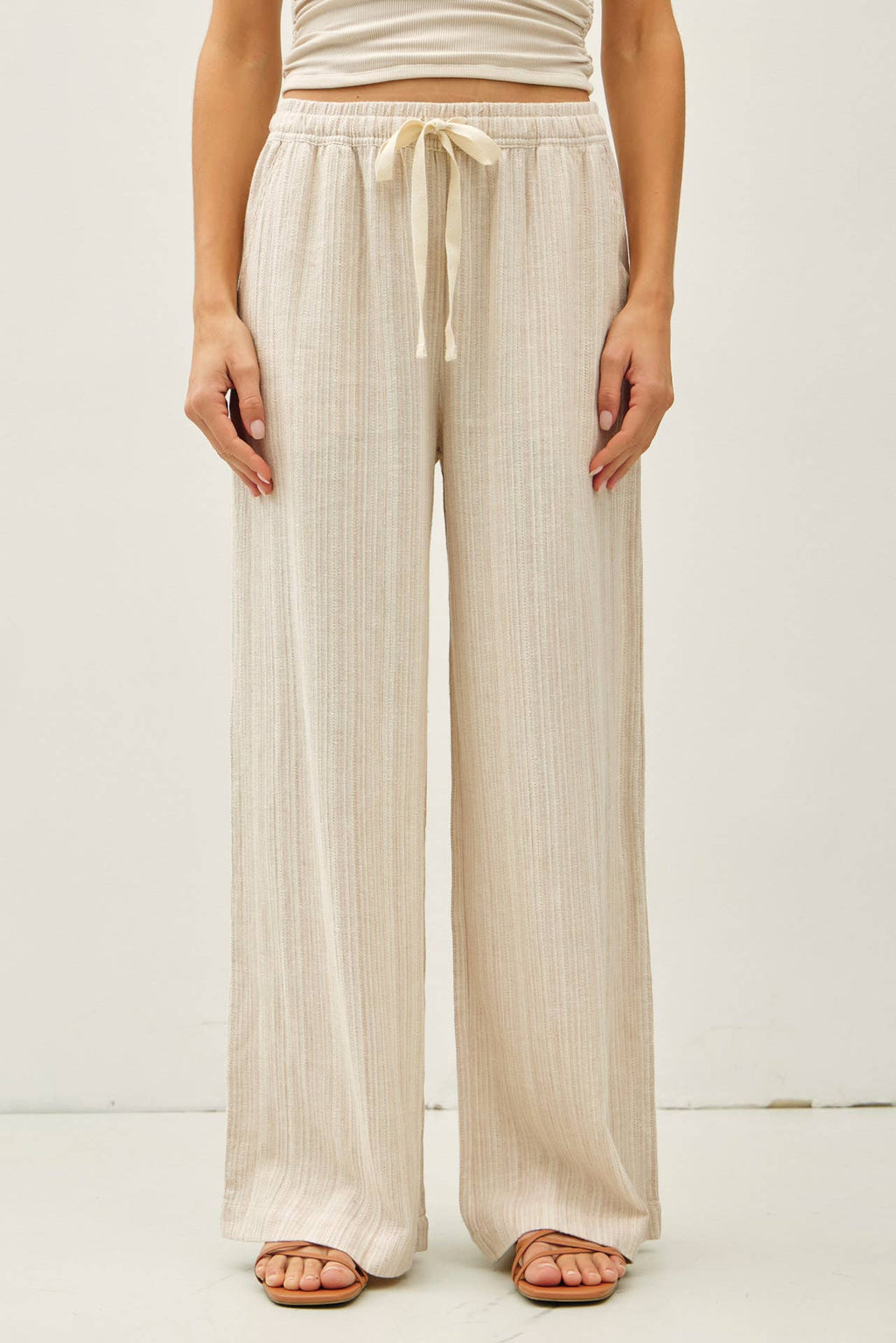 Striped Linen Wide Leg Pants – 29" Inseam - multiple colors available