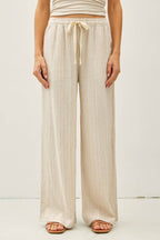 Striped Linen Wide Leg Pants – 29" Inseam - multiple colors available