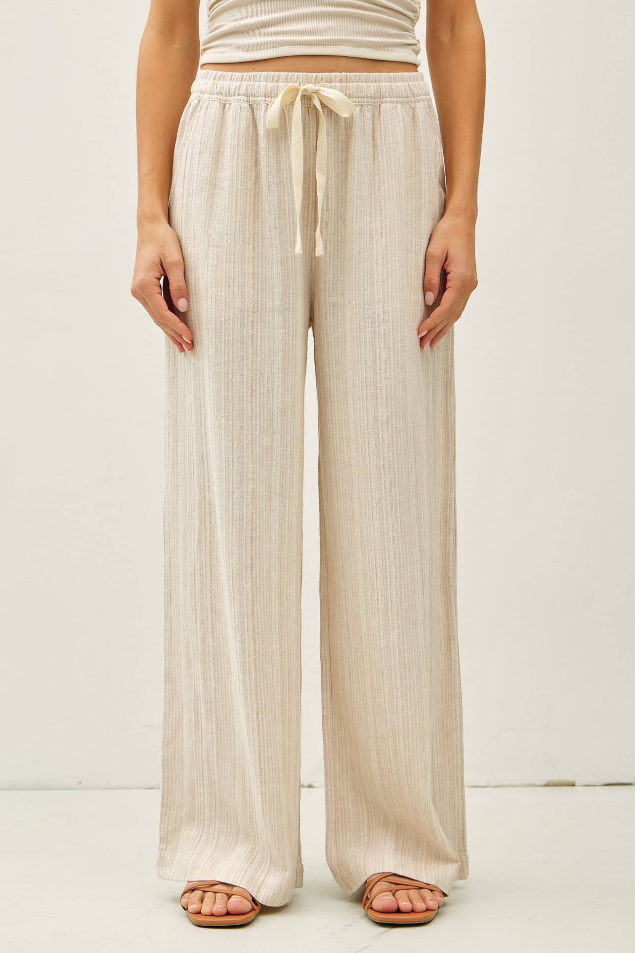 Striped Linen Wide Leg Pants – 29" Inseam - multiple colors available