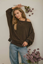 Tiered Sleeve Exposed Seam Knit Top – Dark Brown