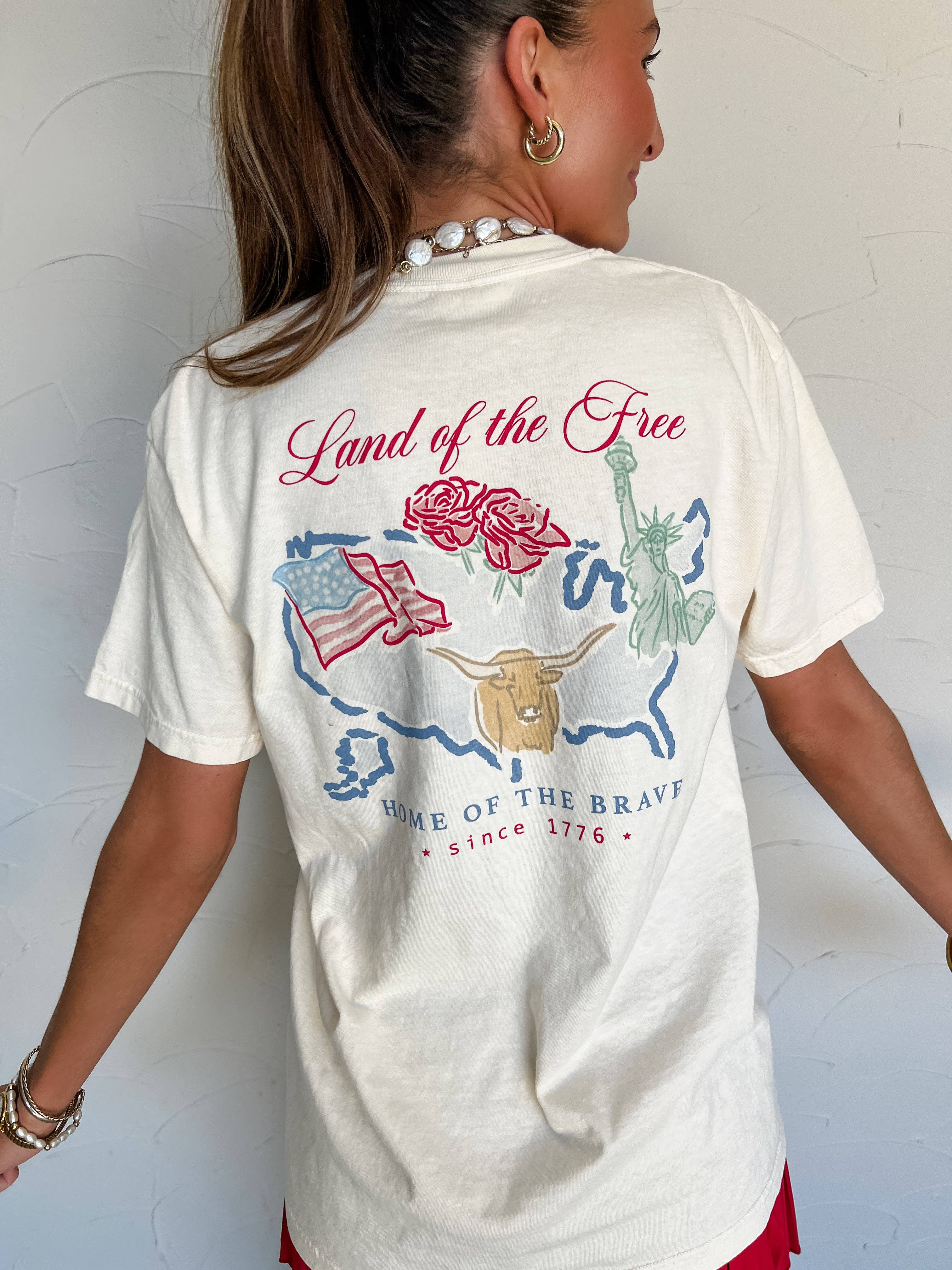Land of the Free Watercolor Graphic Tee