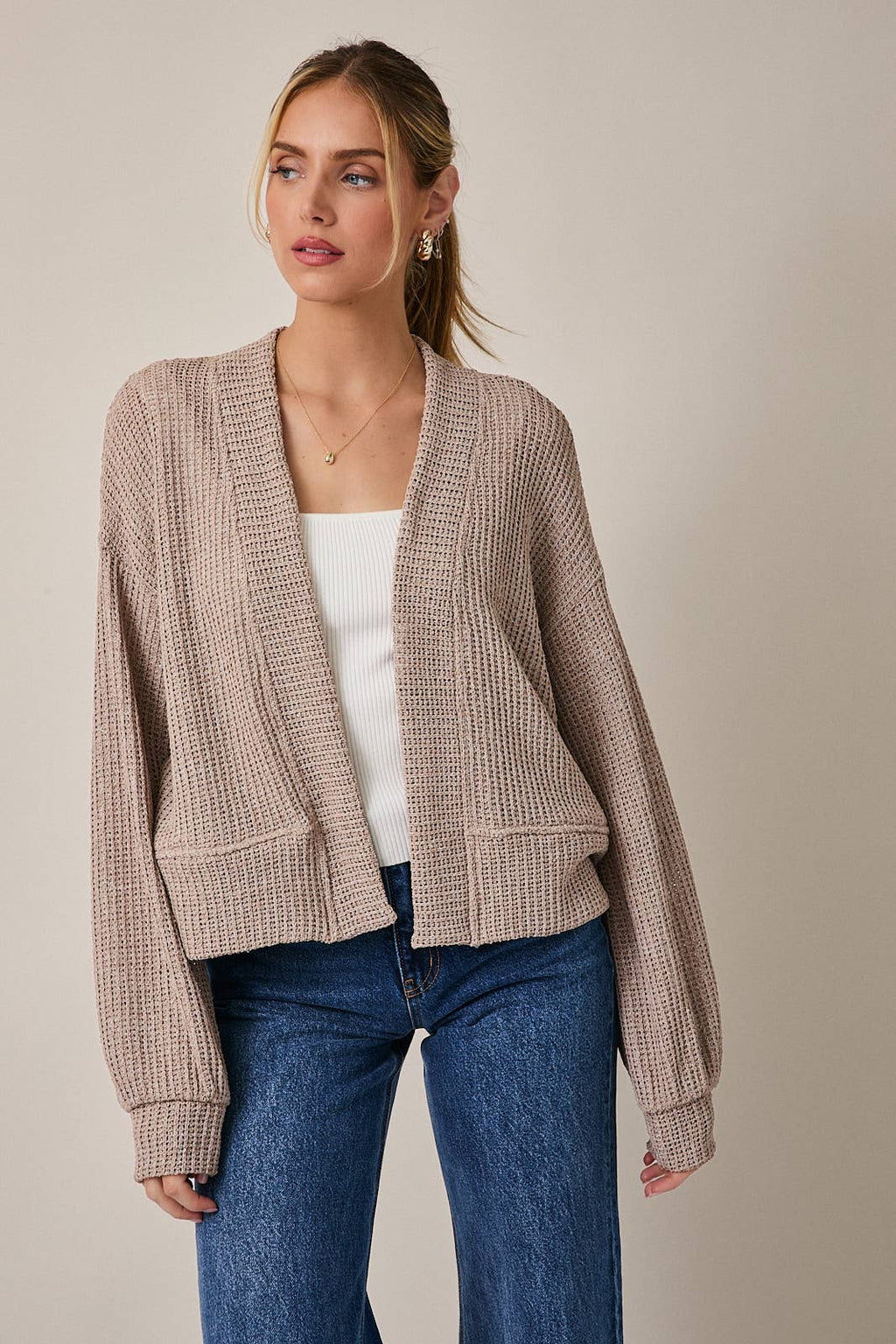 Long Sleeve Cropped Cardigan – Oatmeal