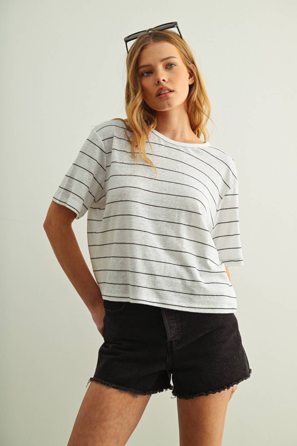 Stripe Cotton Linen Top