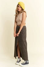 Leo Print Slit Skirt