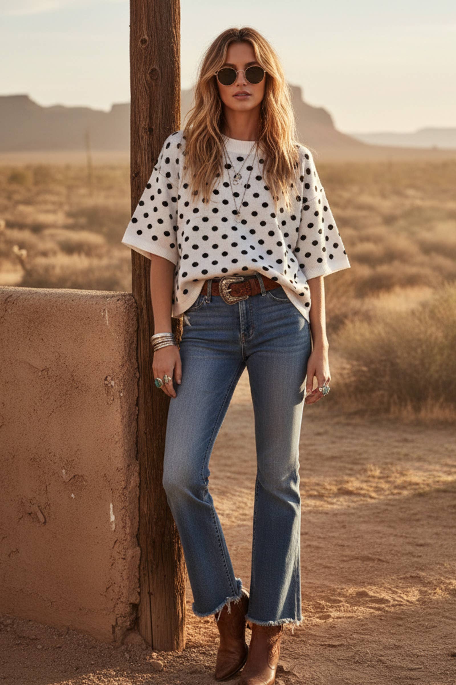 Oversized Polka Dot Sweater Top