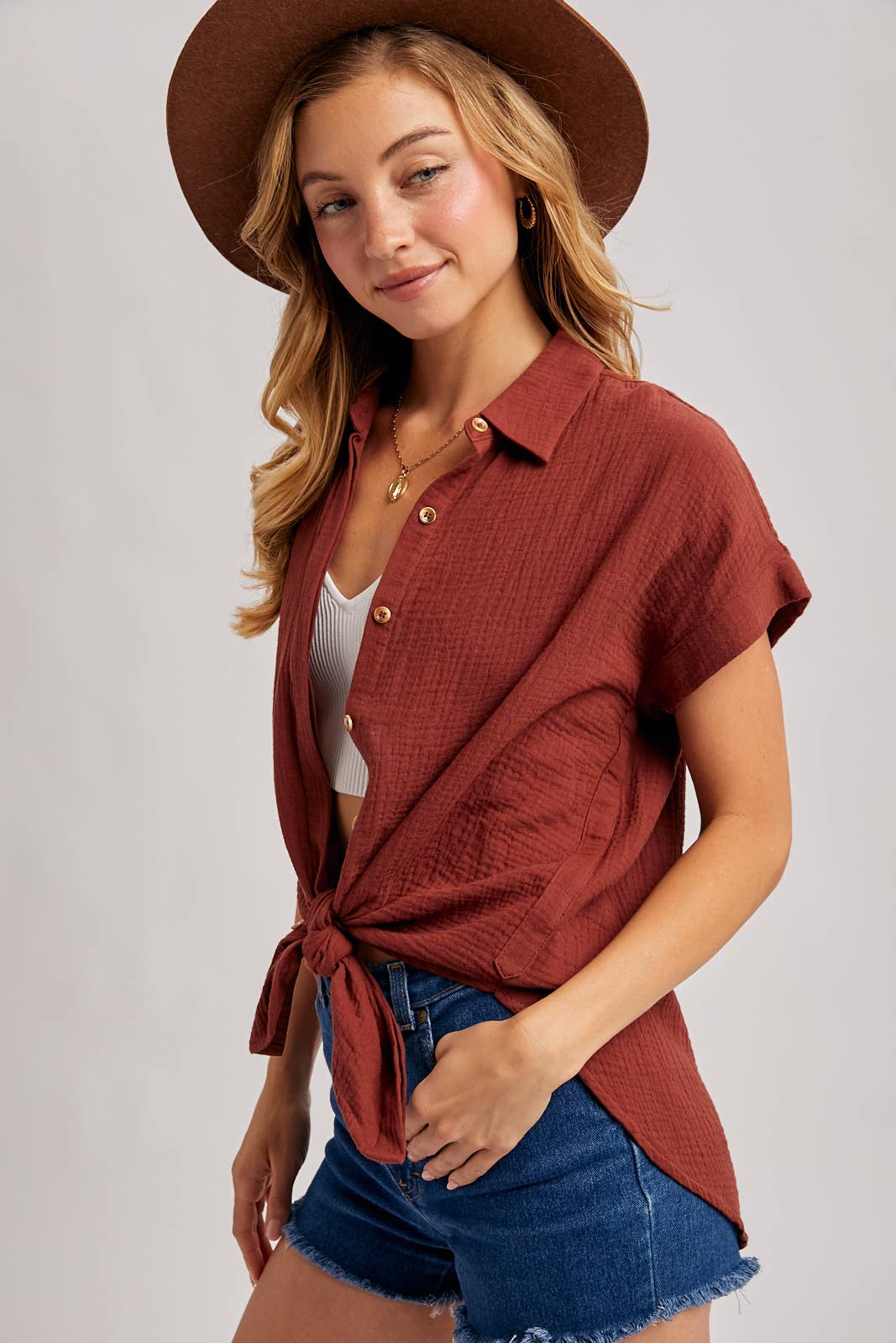 ESSENTIAL BUTTON UP COTTON SHIRT ( color options)