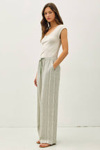 Striped Linen Wide Leg Pants – 29" Inseam - multiple colors available