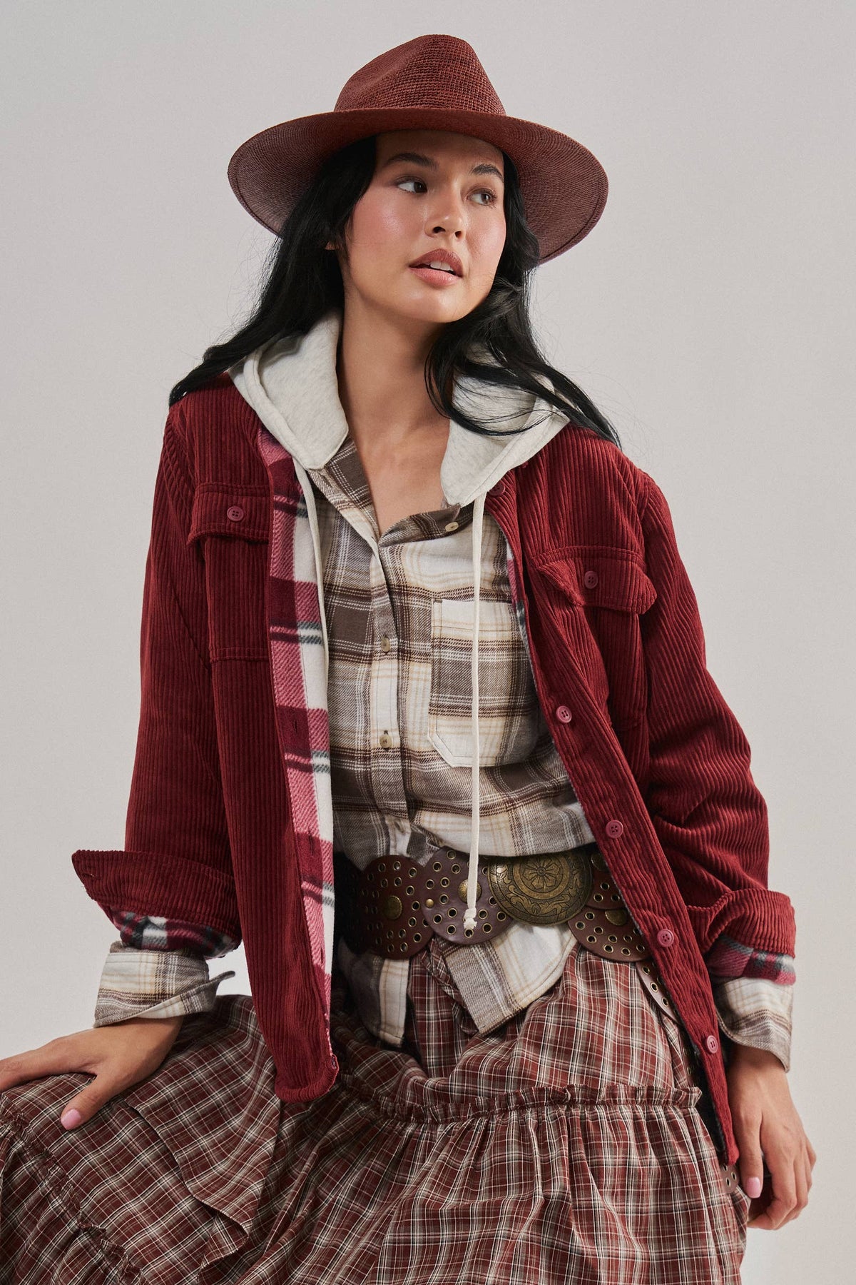 RESTOCKED! Plaid Lined Corduroy Shacket